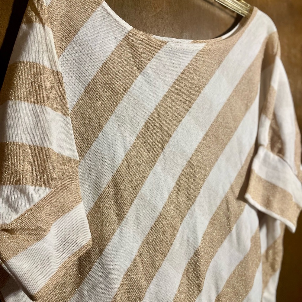Body Central Beige and Cream Knit Top